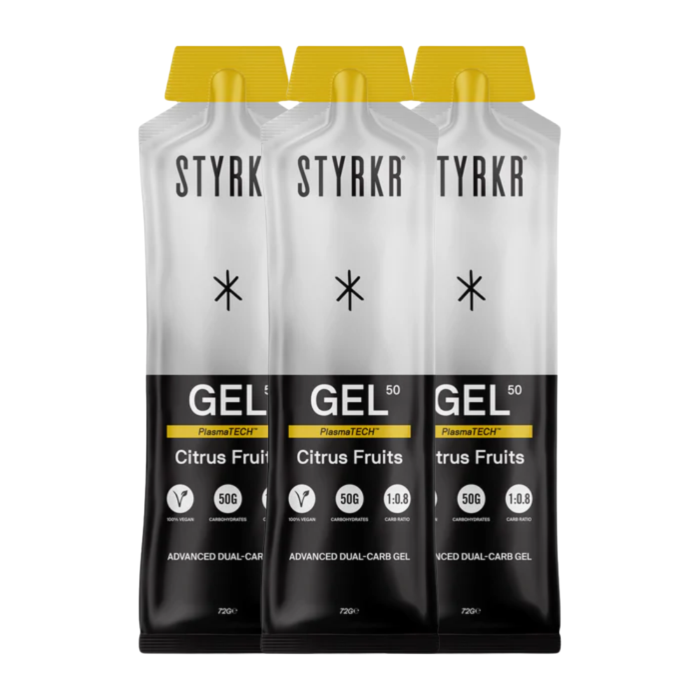 STYRKR 3-Pack GEL50 - Dual-Carb Energy Gel Citrus Fruits-The Cycling Fix