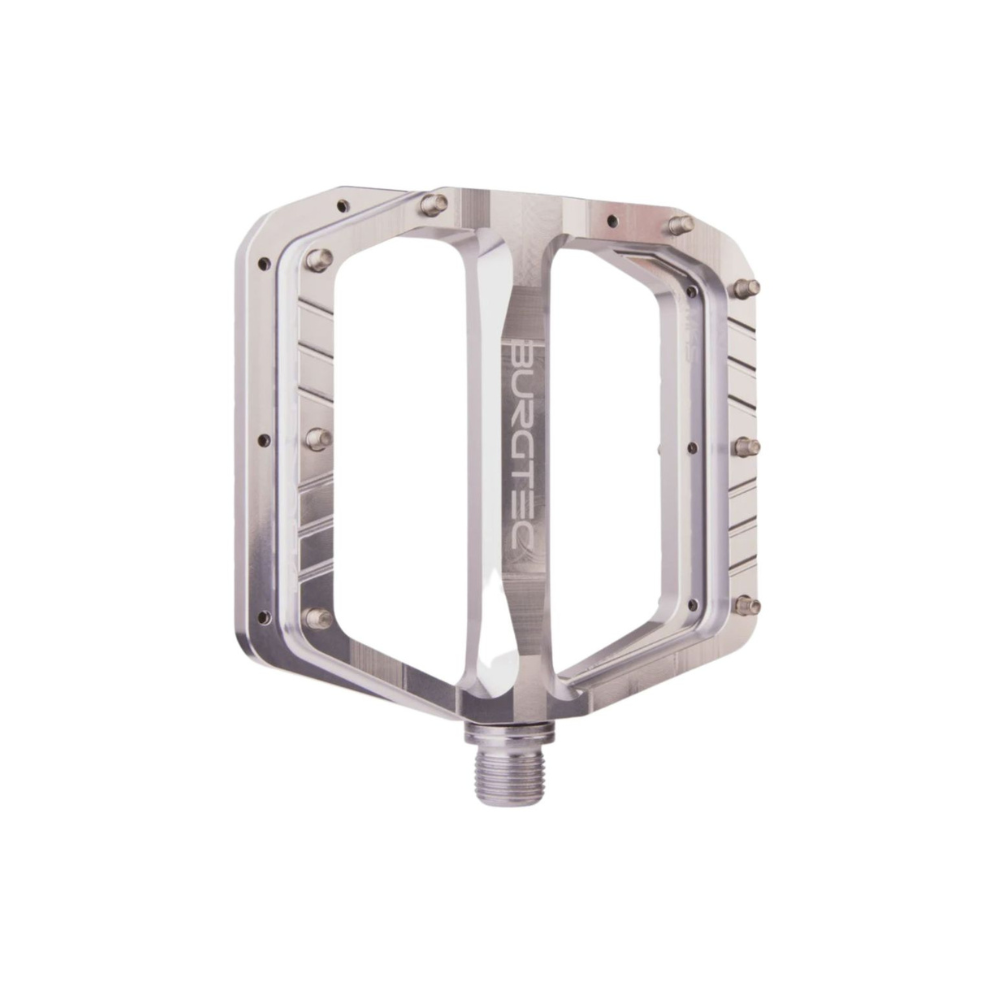 Burgtec Penthouse MK5 Steel Flat Pedals - Rhodium Silver-The Cycling Fix