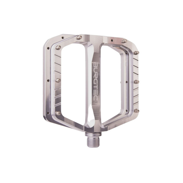 Burgtec Penthouse MK5 Steel Flat Pedals - Rhodium Silver-The Cycling Fix