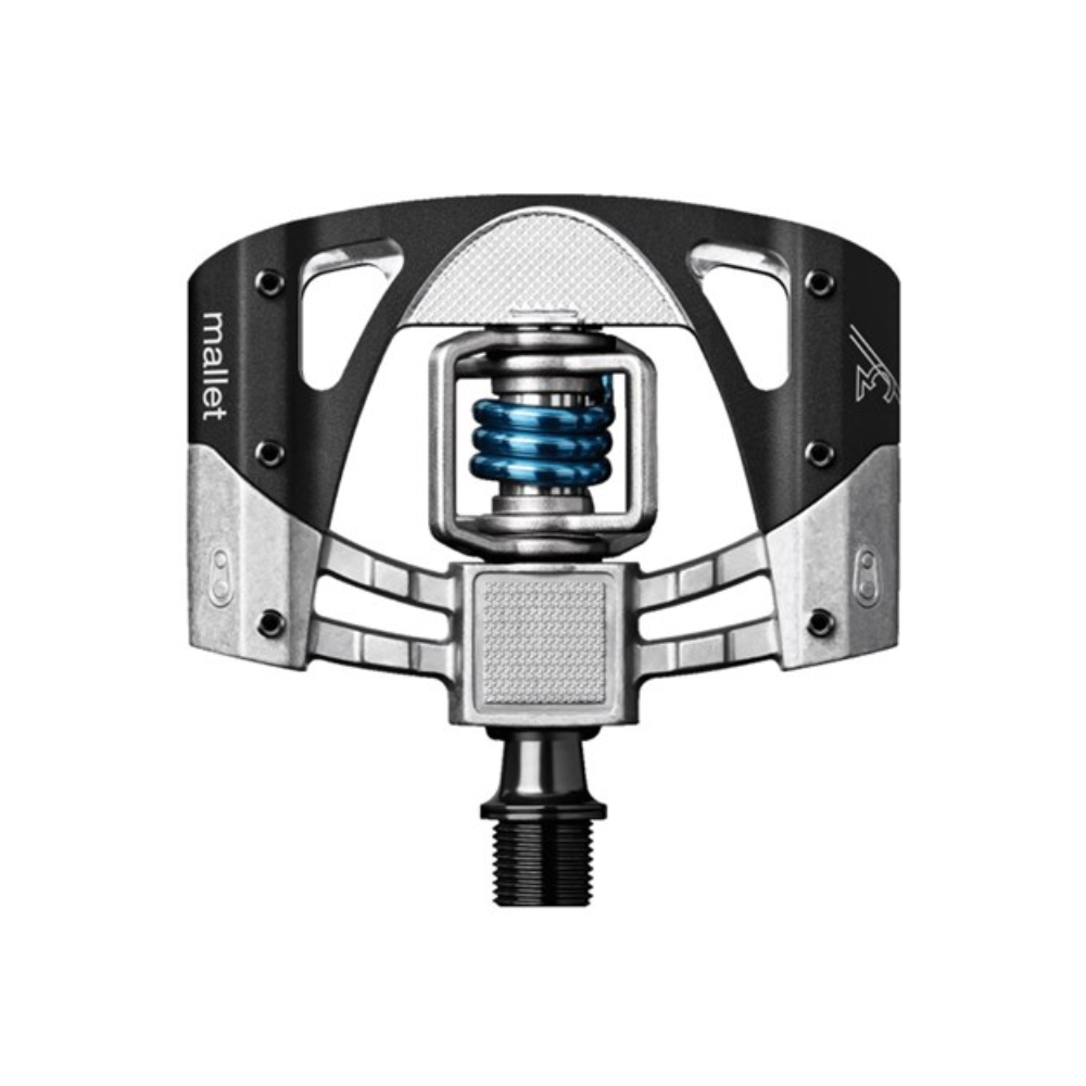 Bicycle pedal with metallic finish on a white background