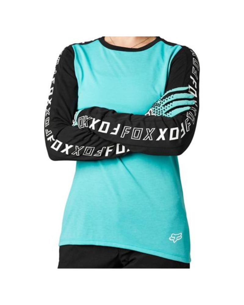 FOX Womens Ranger DriRelease Long Sleeve Jersey - Teal-The Cycling Fix