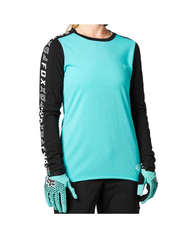 FOX Womens Ranger DriRelease Long Sleeve Jersey - Teal-The Cycling Fix