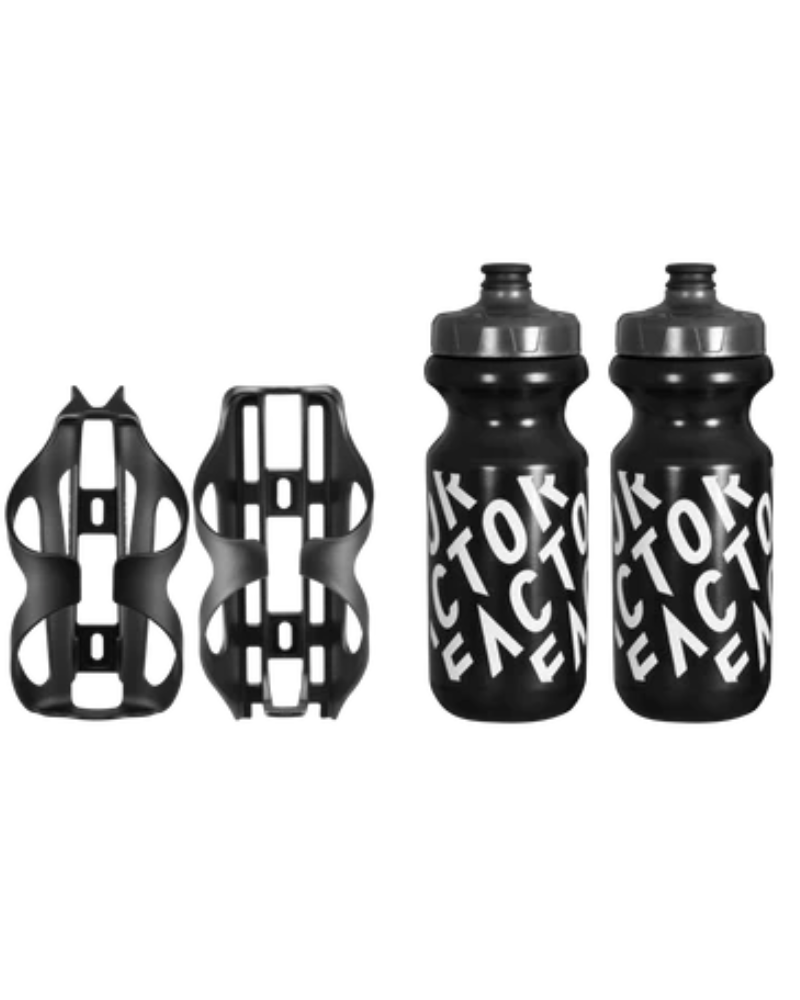 Factor Water Bottles & Black Inc Aero Cages Set (Black)-The Cycling Fix