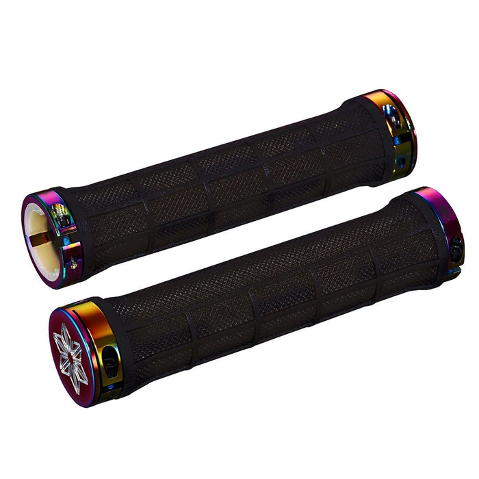 Supacaz Bar Grips Moto X Black Oil Slick Rings-The Cycling Fix
