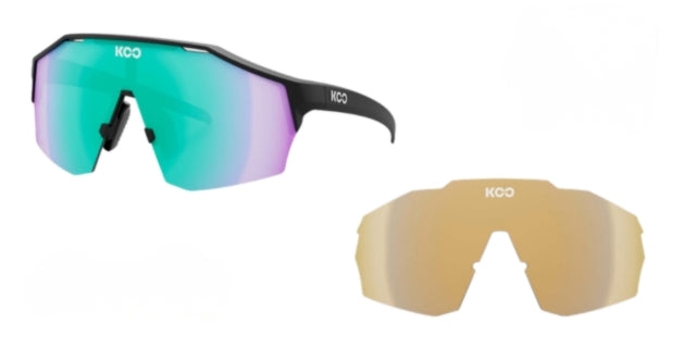 Koo Alibi - Black Matte - Green Photochromic & Free Gold Mirror Lens Bundle-The Cycling Fix
