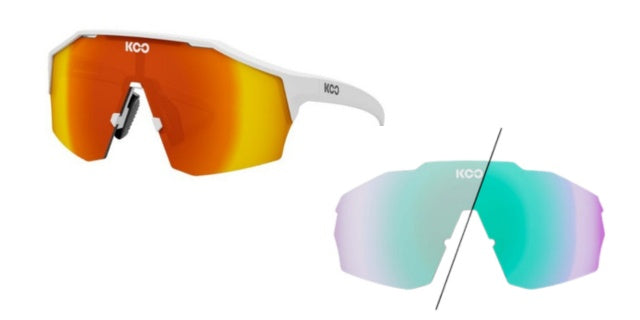 Koo Alibi - White Matte - Green Photochromic & Free Red Mirror Lens Bundle-The Cycling Fix