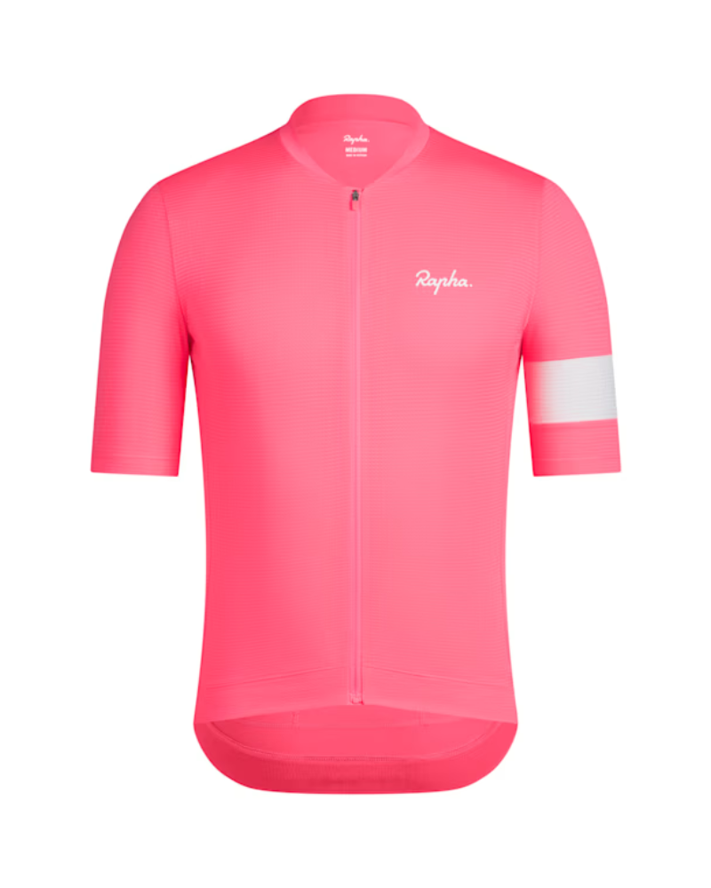 Rapha Men's Core Lightweight Jersey - High-Vis Pink / White-The Cycling Fix