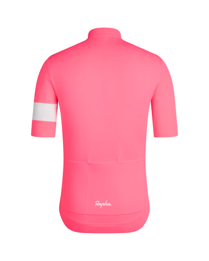 Rapha Men's Core Lightweight Jersey - High-Vis Pink / White-The Cycling Fix