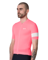 Rapha Men's Core Lightweight Jersey - High-Vis Pink / White-The Cycling Fix