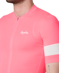 Rapha Men's Core Lightweight Jersey - High-Vis Pink / White-The Cycling Fix