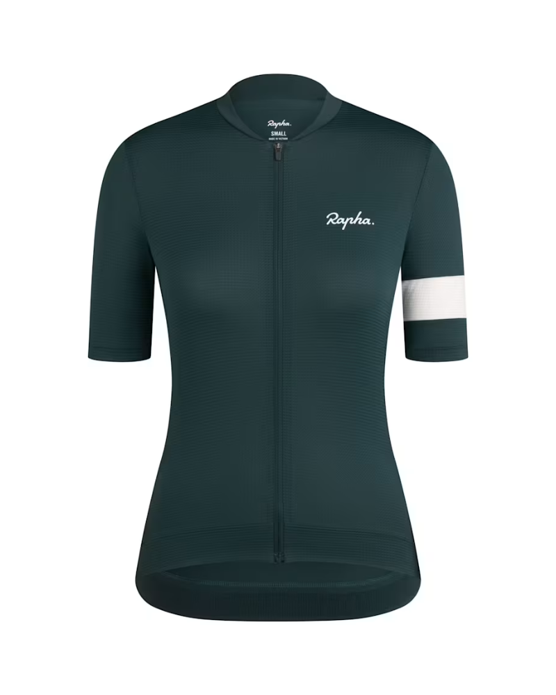 Rapha Women's Core Lightweight Jersey - Forest Green / White-The Cycling Fix