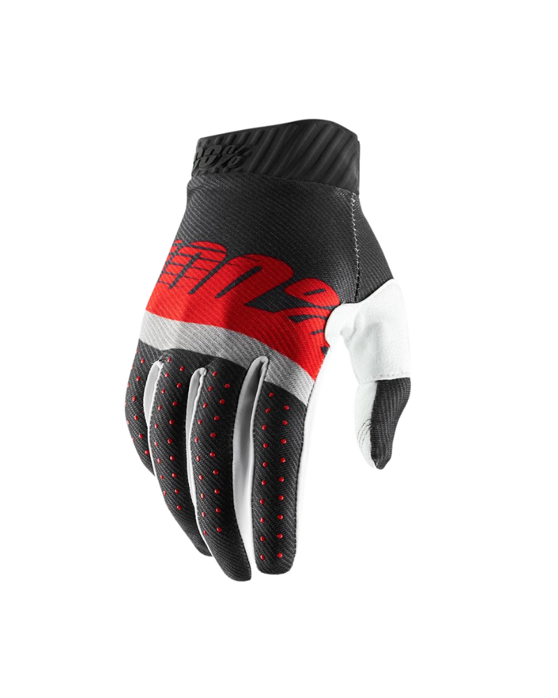 100% Ridefit Glove - Steel Grey / Red